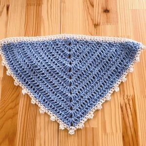 Handmade Blue and White Crochet Bandana